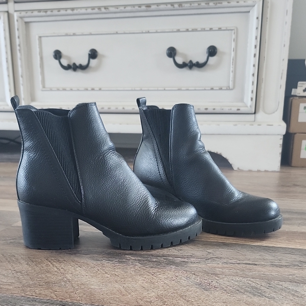 Black Leather Ankle Boots
